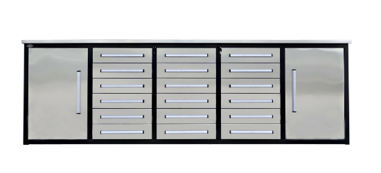 Picture of Steelman 10' Stainless Steel Garage Cabinet Workbench (18 Drawers & 2 Cabinets)