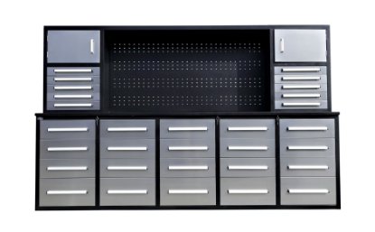 Picture of Steelman 10' Stainless Steel Garage Cabinet Workbench (30 Drawers & 2 Cabinets)