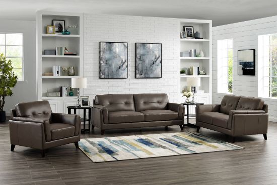 Picture of Monterey Modern Top Grain Leather 3-piece Living Room Set